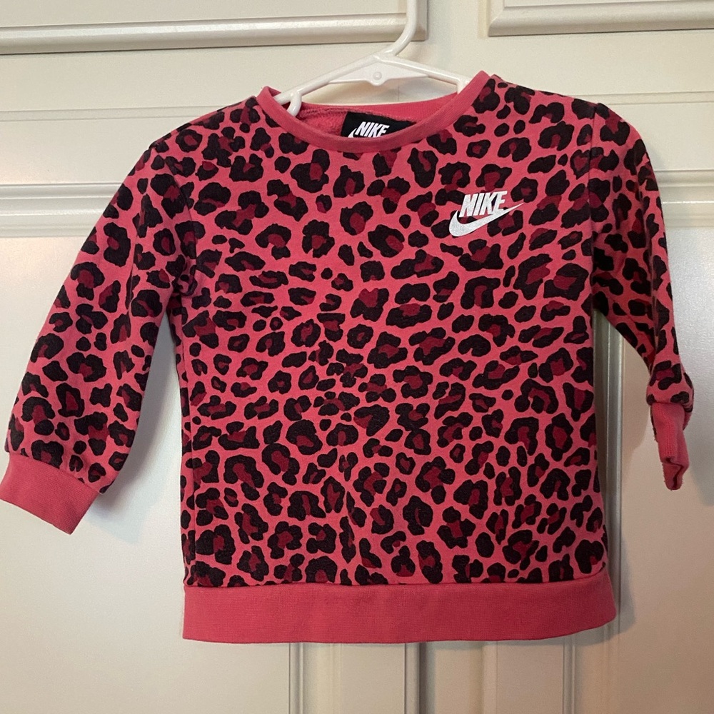 Nike, 12M,Toddler Girls Pink Cheetah Leopard Print Sweatshirt Baby Sweat Shirt